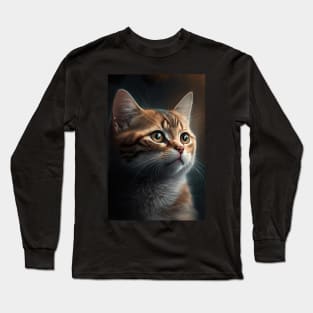 orange cat looking off in the distance - CGI style Long Sleeve T-Shirt